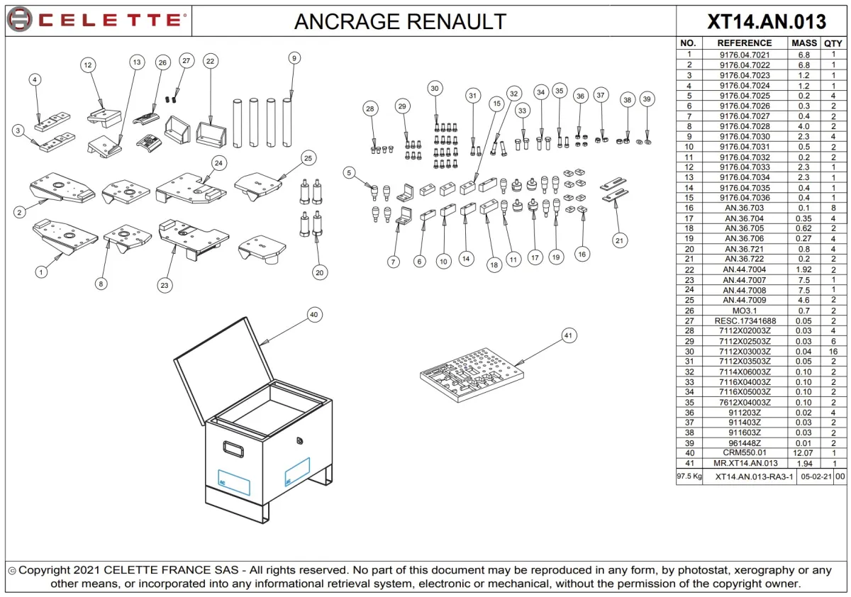 ANCRAGE RENAULT POUR TABLE DE TRACTION