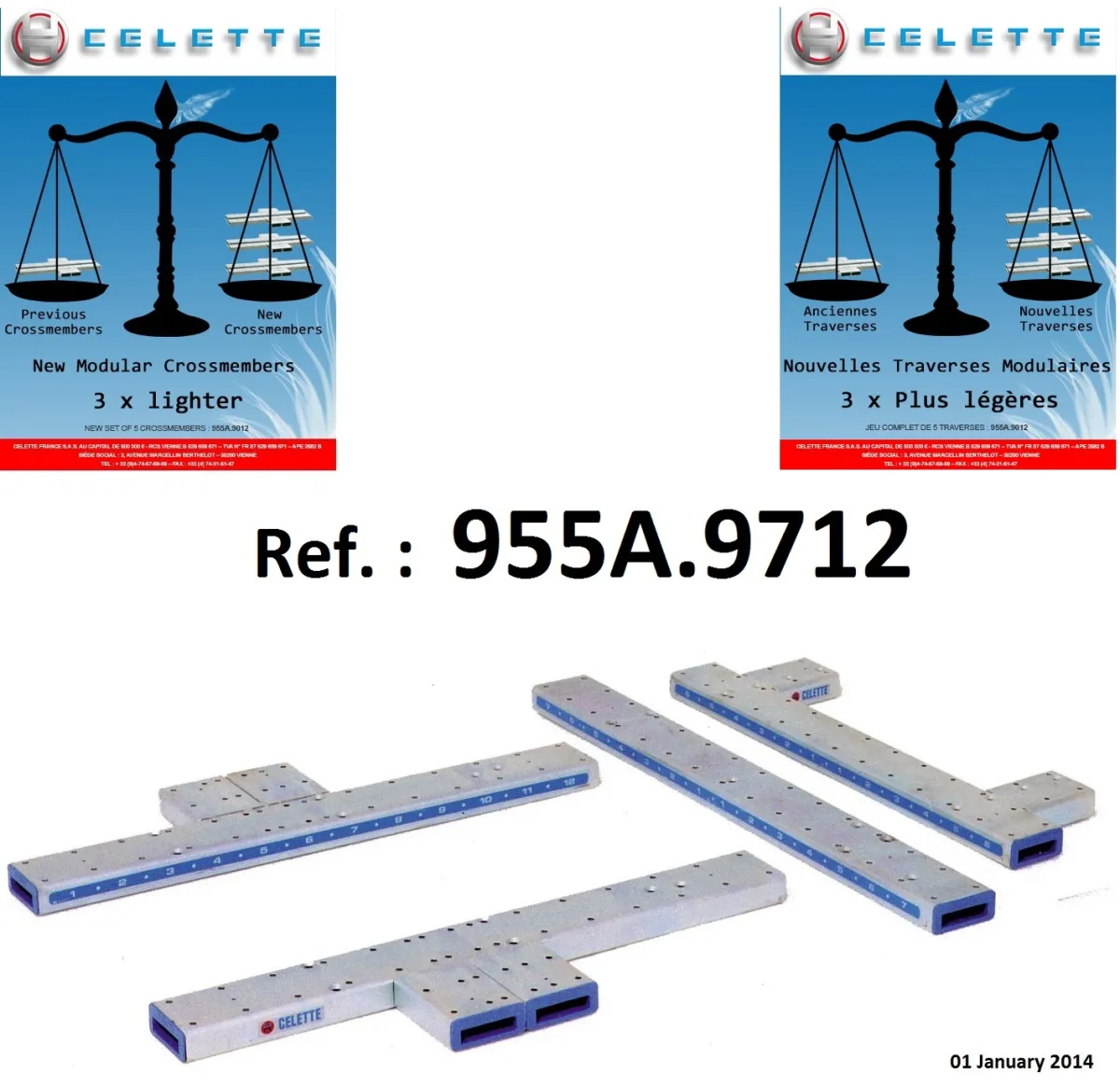 ENSEMBLE DE 4 TRAVERSES MODULAIRES ALUMINIUM